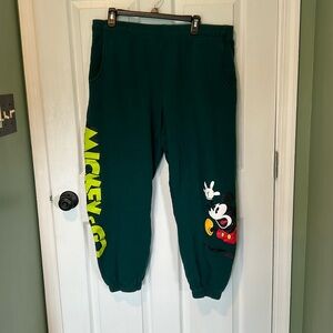 Disney Mickey Green Sweatpants